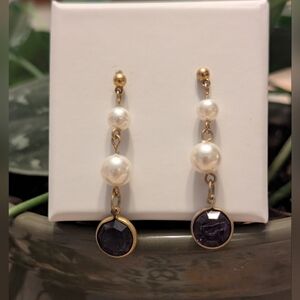 Gold and Pearl Drop Earrings